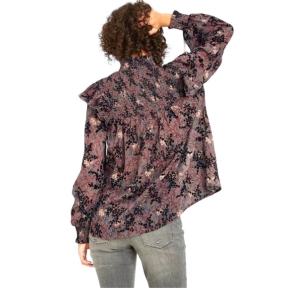 Knox Rose Smocked Ruffle Flowy Boho Blouse - Picture 3 of 11